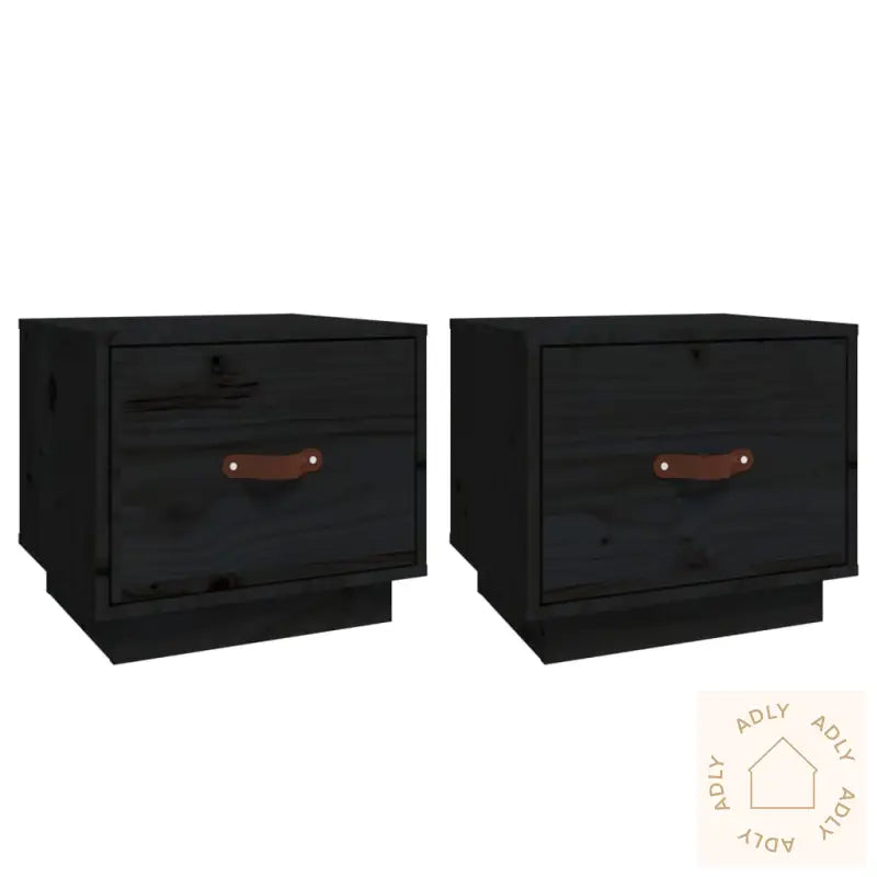 Nattbord 2 Stk Svart 40X34X35 Heltre Furu