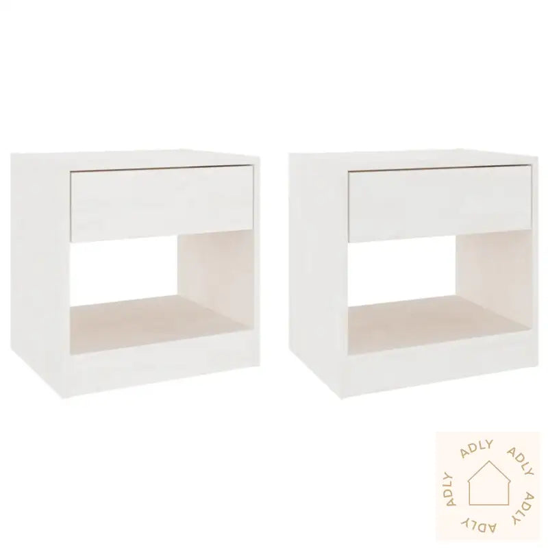 Nattbord 2 Stk Hvit 40X31X40 Cm Heltre Furu