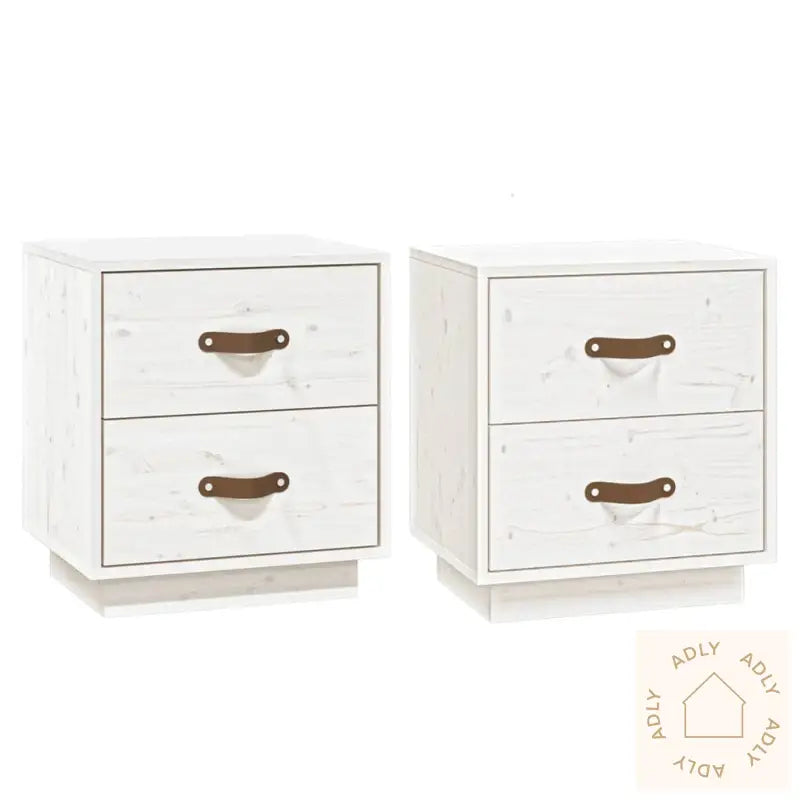 Nattbord 2 Stk Hvit 40X34X45 Cm Heltre Furu