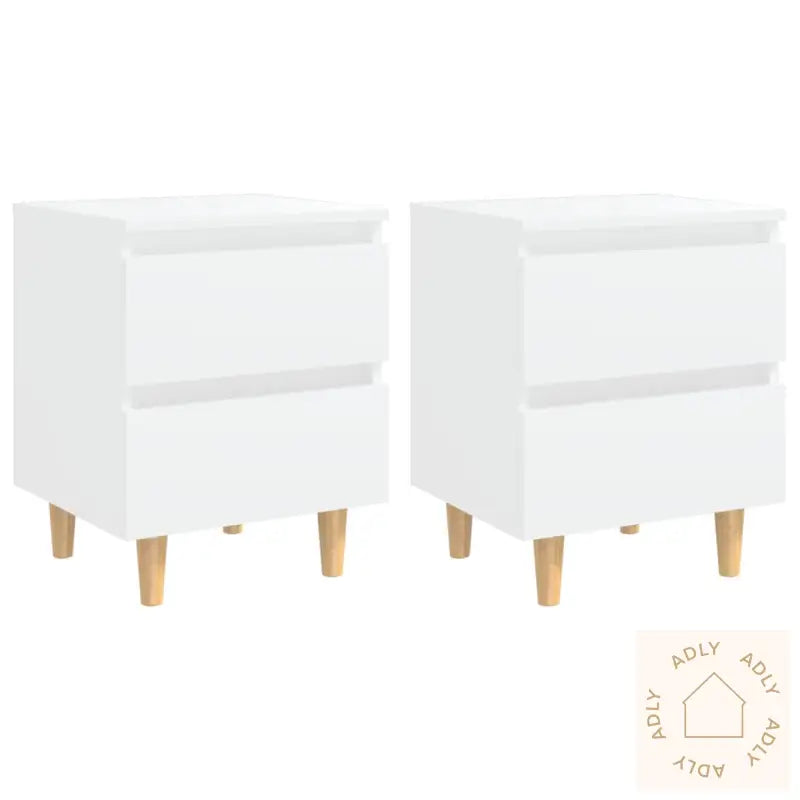 Nattbord Med Heltre Furuben 2 Stk Hvit 40X35X50 Cm