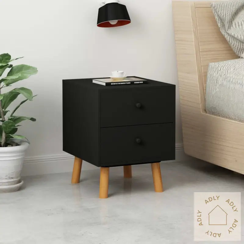 Nattbord 2 Stk Svart 40X30X50 Cm Heltre Furu