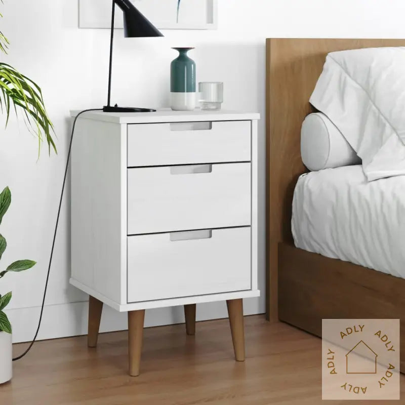 Nattbord Molde Hvit 40X35X65 Cm Heltre Furu