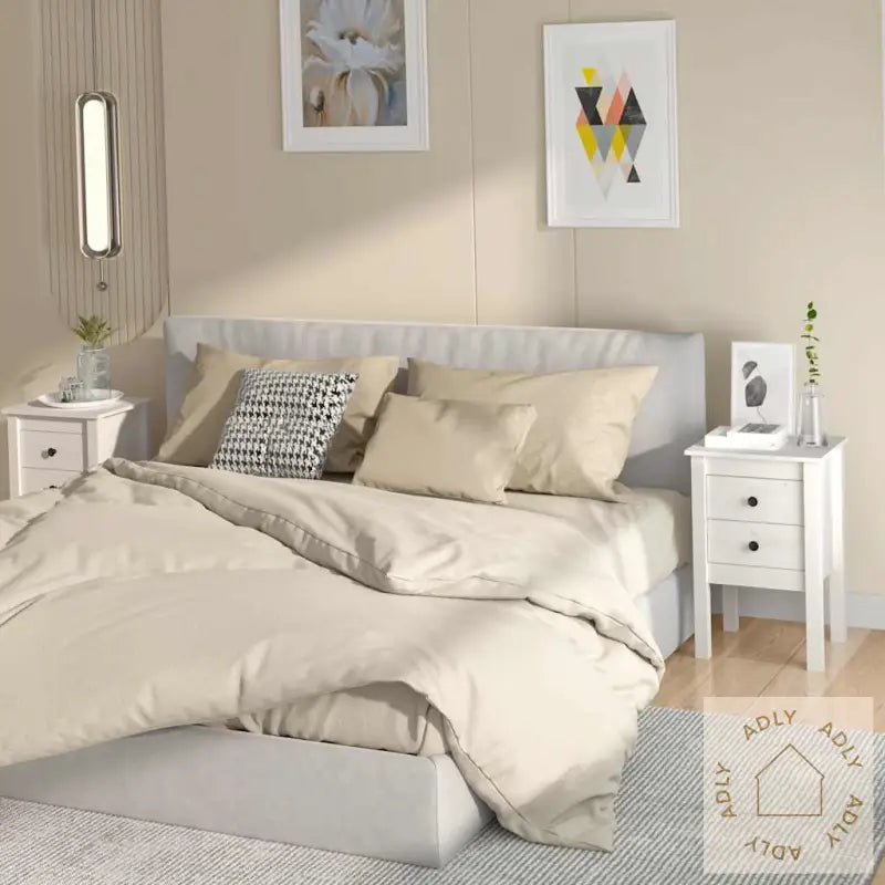 Nattbord 2 Stk Hvit 40X35X61,5 Cm Heltre Furu
