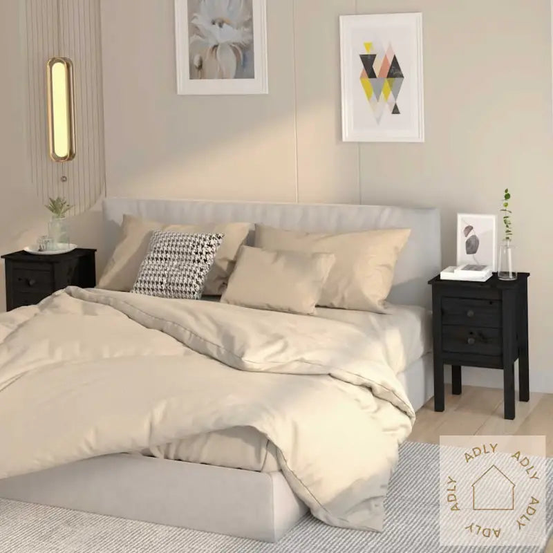Nattbord 2 Stk Svart 40X35X61,5 Cm Heltre Furu