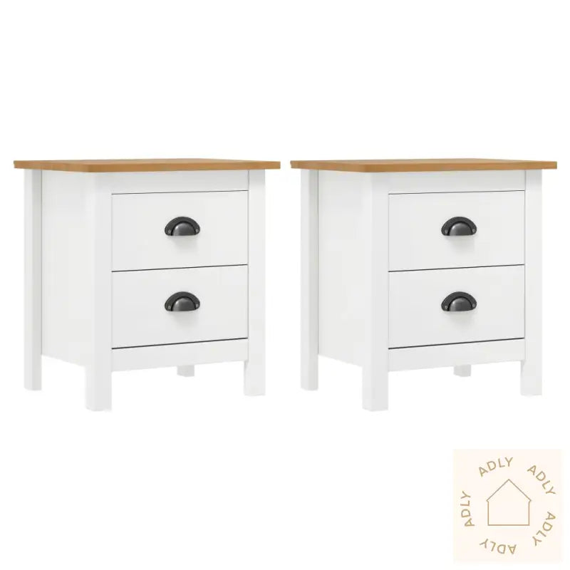 Nattbord Hill 2 Stk Hvit 46X35X49,5 Cm Heltre Furu