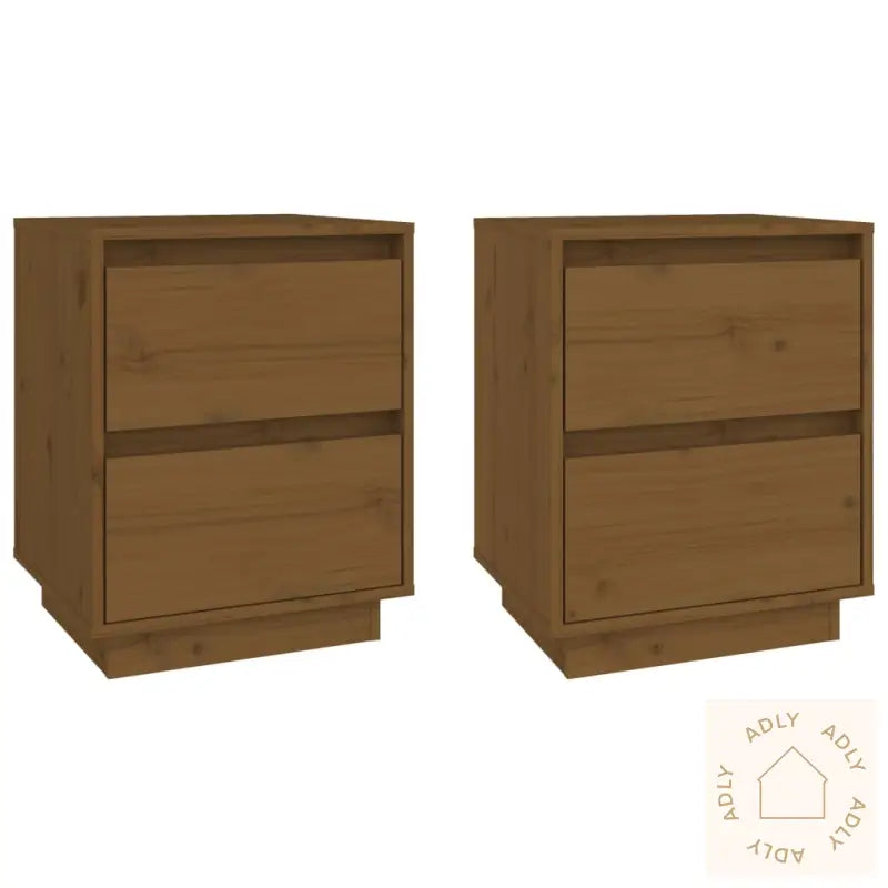 Nattbord 2 Stk Honningbrun 40X35X50 Cm Heltre Furu