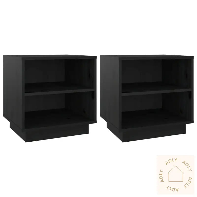 Nattbord 2 Stk Svart 40X34X40 Cm Heltre Furu