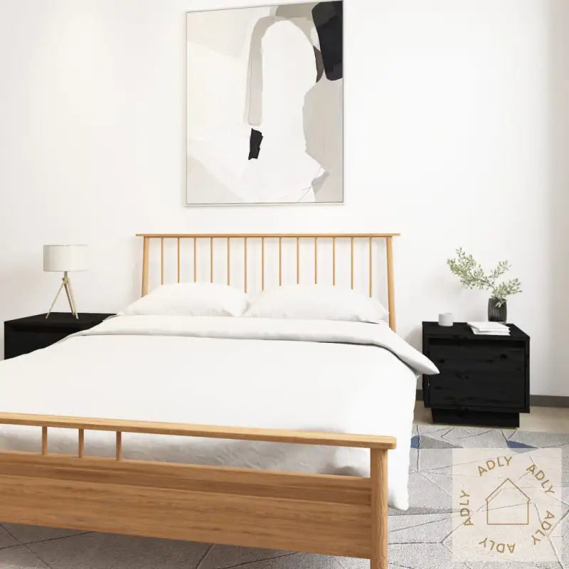 Nattbord 2 Stk Svart 35X34X32 Cm Heltre Furu