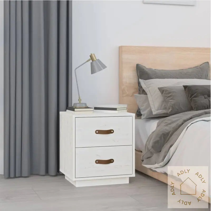 Nattbord Hvit 40X34X45 Cm Heltre Furu