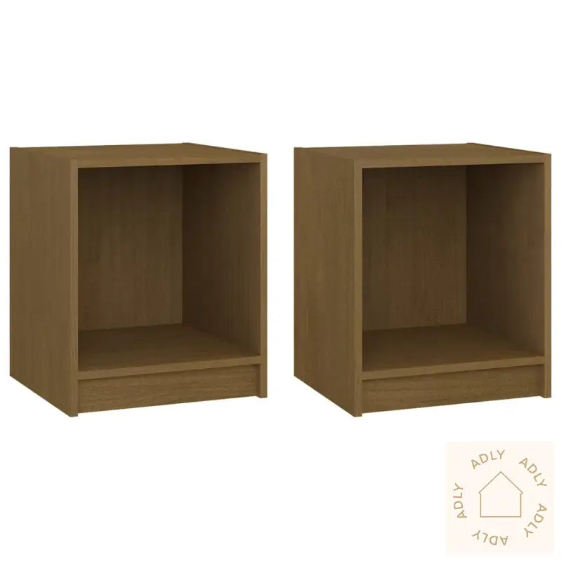 Nattbord 2 Stk Honningbrun 35,5X33,5X41,5 Cm Heltre Furu
