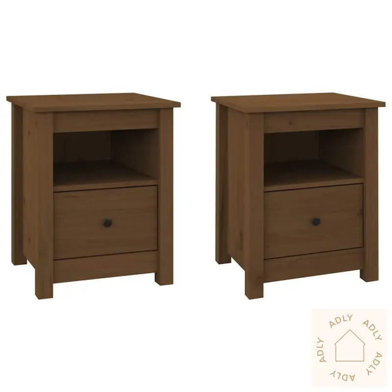 Nattbord 2 Stk Honningbrun 40X35X49 Cm Heltre Furu