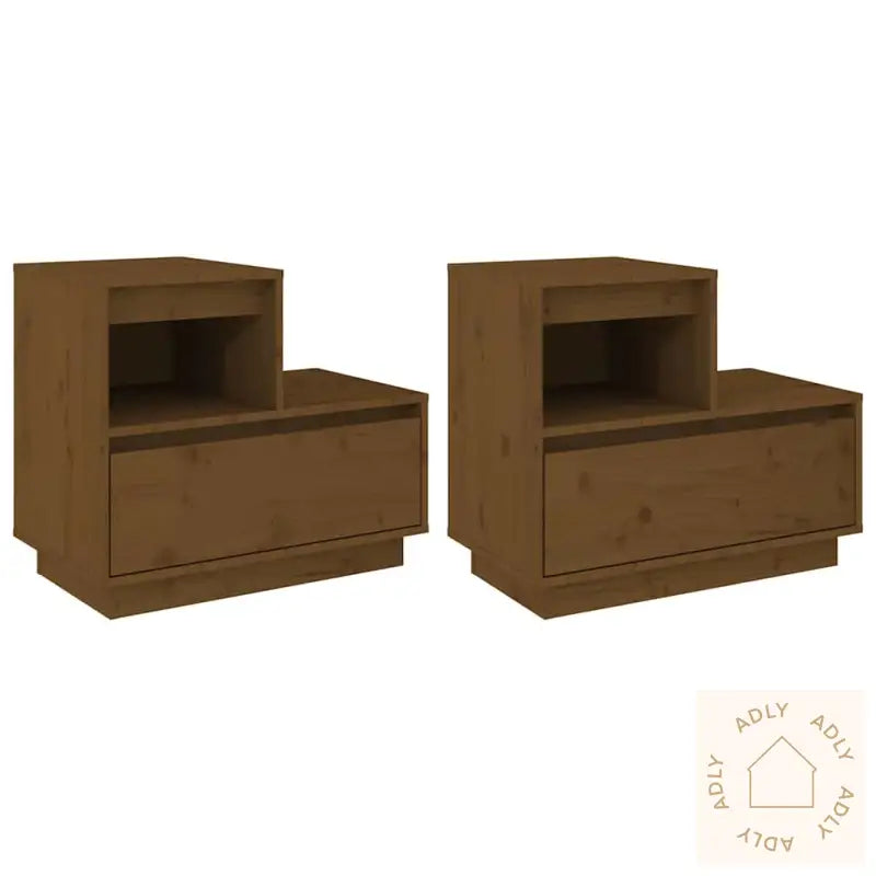 Nattbord 2 Stk Honningbrun 60X34X51 Cm Heltre Furu