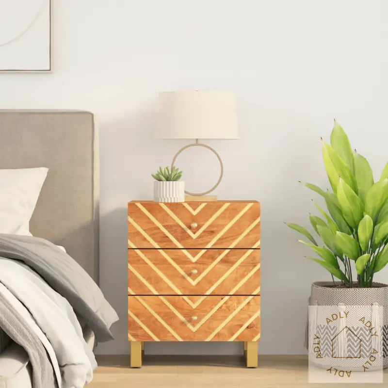 Nattbord Brun Og Svart 50X33X60 Cm Heltre Mango