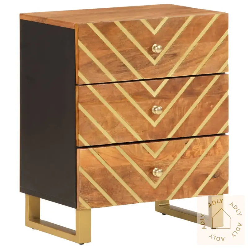 Nattbord Brun Og Svart 50X33X60 Cm Heltre Mango