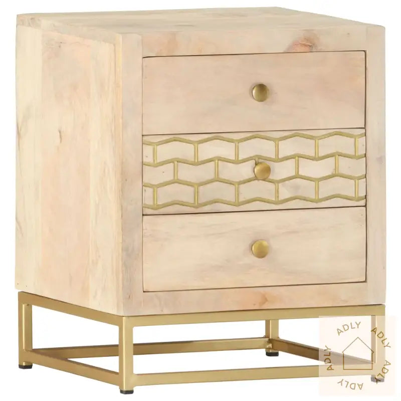Nattbord Gull 40X30X50 Cm Heltre Mango