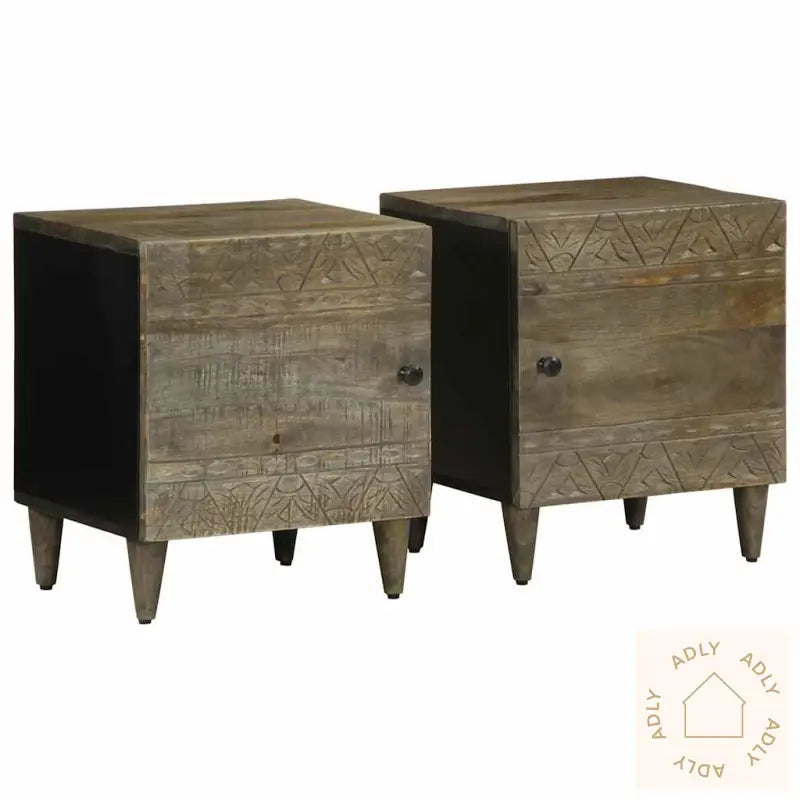 Nattbord 2 Stk Lysegrå 40X33X46 Cm Heltre Mango
