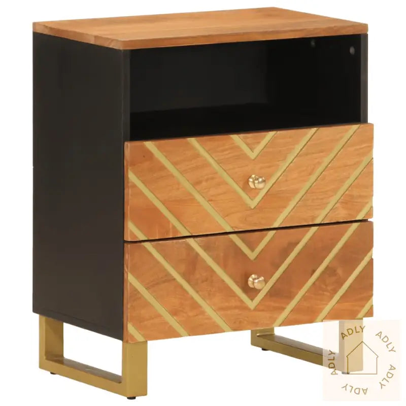 Nattbord Brun Og Svart 50X33X60 Cm Heltre Mango