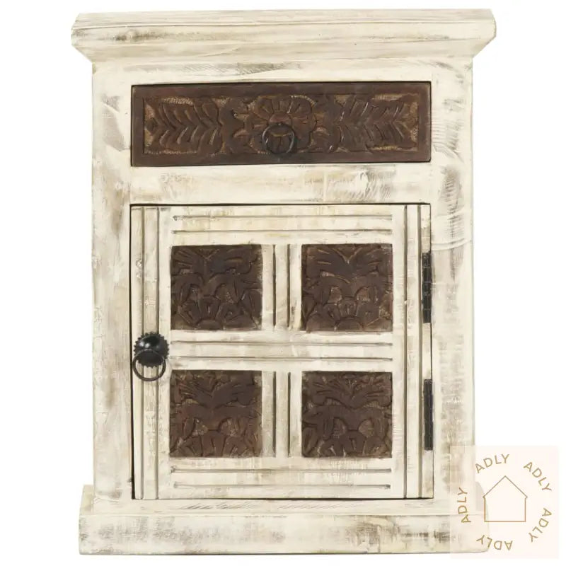 Nattbord Hvit 40X30X50 Cm Heltre Mango