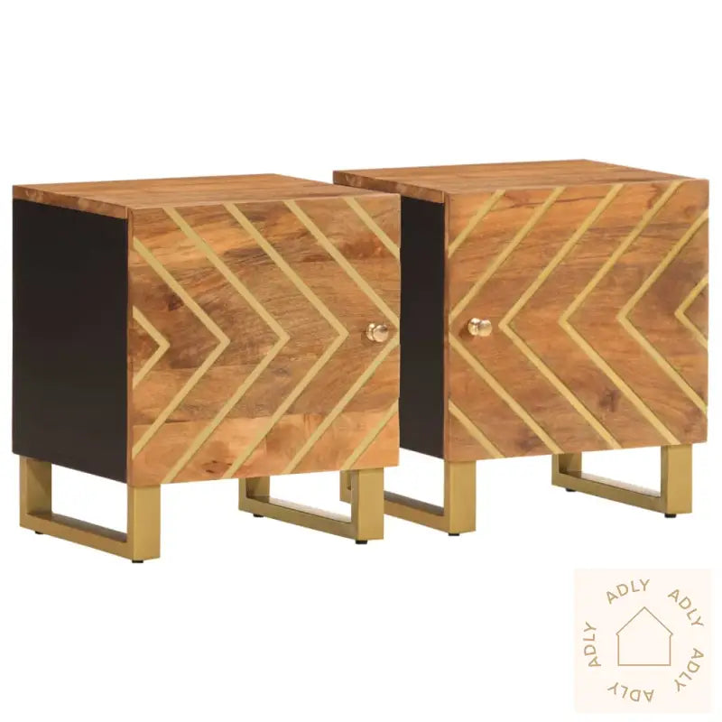 Nattbord 2 Stk Brun Og Svart Heltre Mango