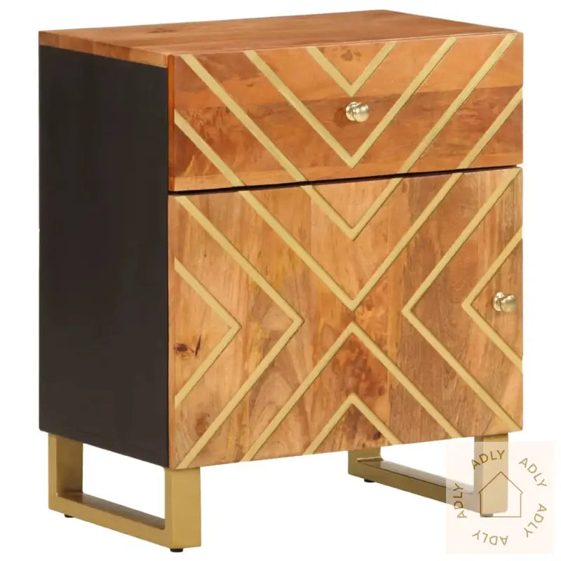 Nattbord Brun Og Svart 50X33X60 Cm Heltre Mango