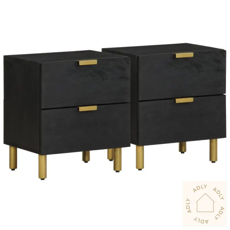 Nattbord 2 Stk Svart 40X33X46 Cm Heltre Mango