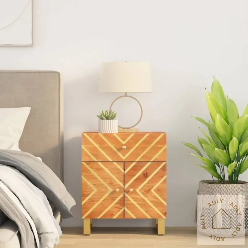 Nattbord Brun Og Svart 50X33X60 Cm Heltre Mango