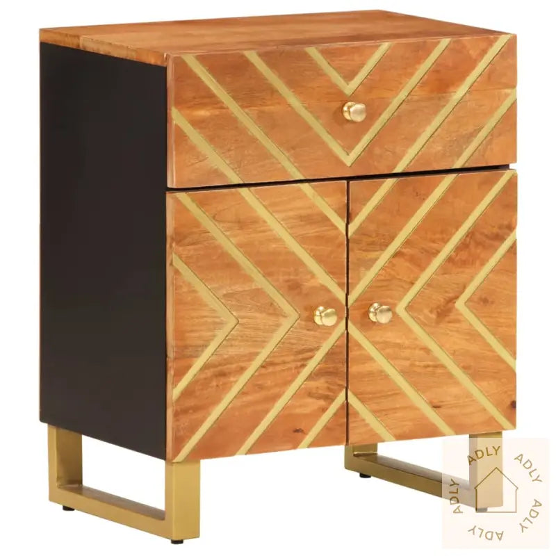 Nattbord Brun Og Svart 50X33X60 Cm Heltre Mango