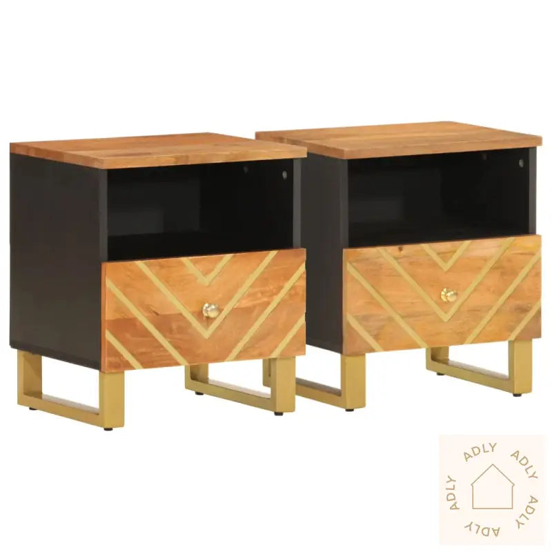 Nattbord 2 Stk Brun Og Svart Heltre Mango