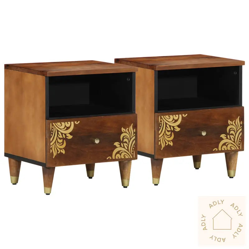 Nattbord 2 Stk 40X33X46 Cm Solid Tre Mango