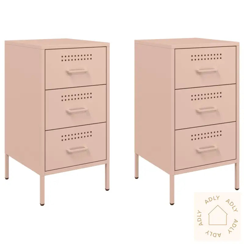 Nattbord 2 Stk Rosa 36X39X68 Cm Stål
