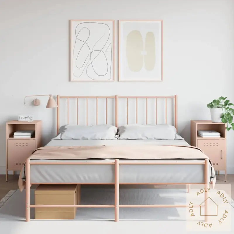 Nattbord 2 Stk Rosa 36X39X68 Cm Stål