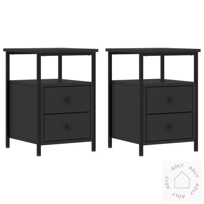 Nattbord 2 Stk Svart 34X35,5X50 Cm Konstruert Tre