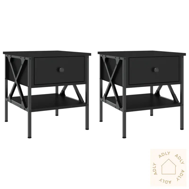 Nattbord 2 Stk Svart 40X42X45 Cm Konstruert Tre