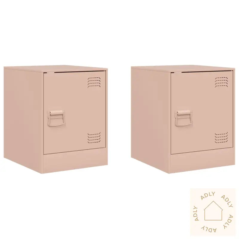 Nattbord 2 Stk Rosa 34,5X39X44 Cm Stål