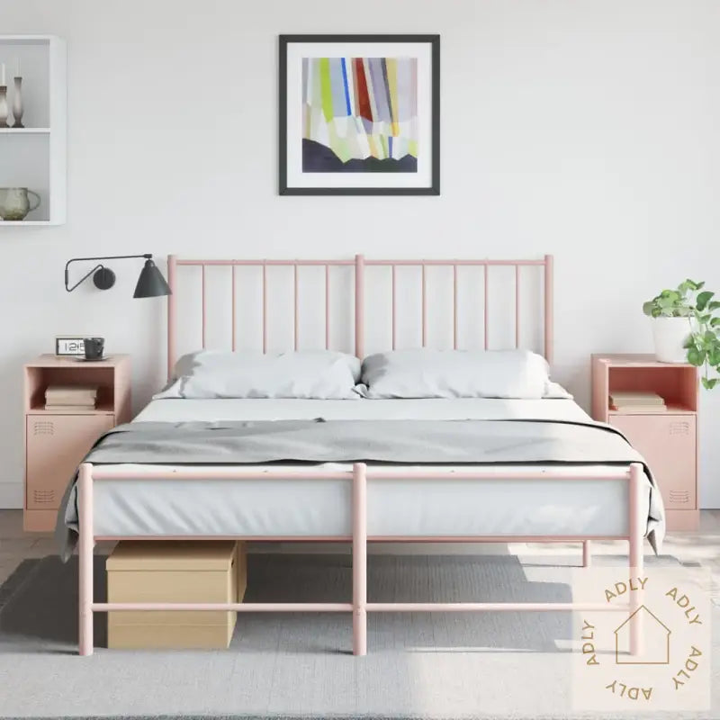 Nattbord 2 Stk Rosa 34,5X39X62 Cm Stål