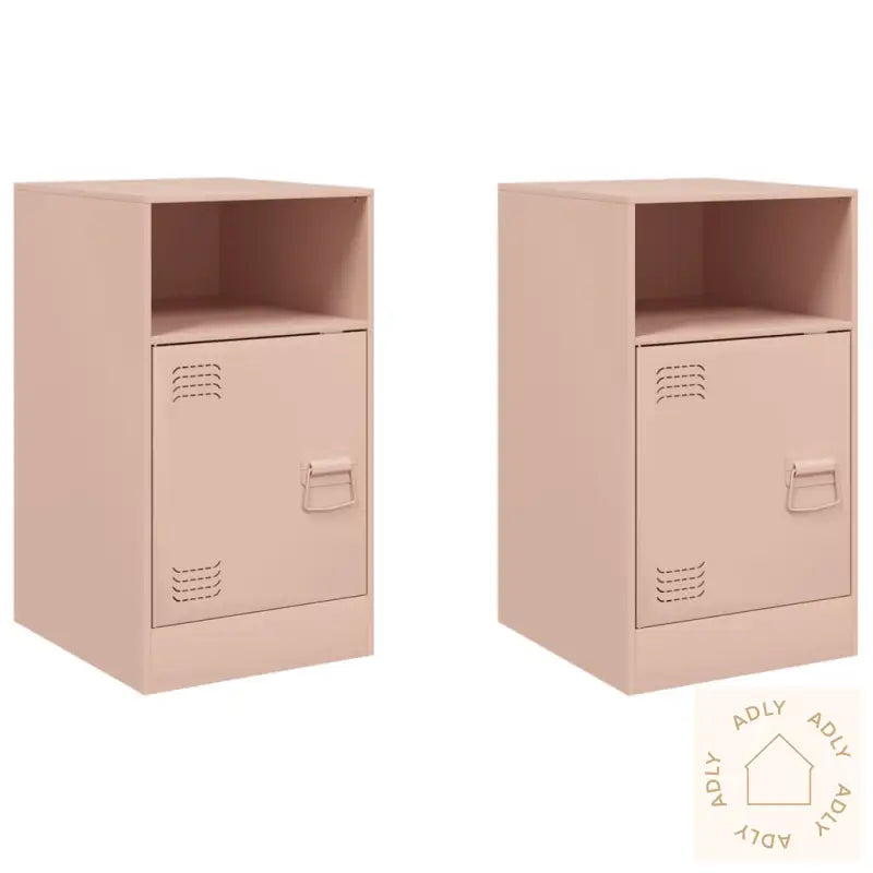 Nattbord 2 Stk Rosa 34,5X39X62 Cm Stål