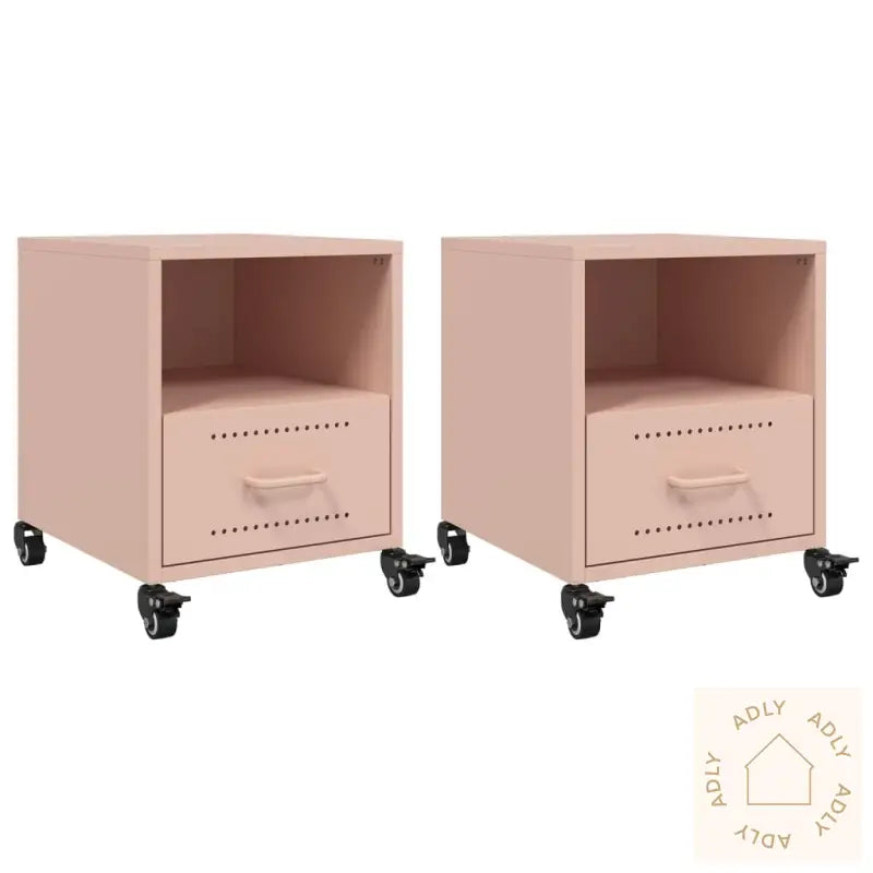 Nattbord 2 Stk Rosa 36X39X43,5 Cm Stål