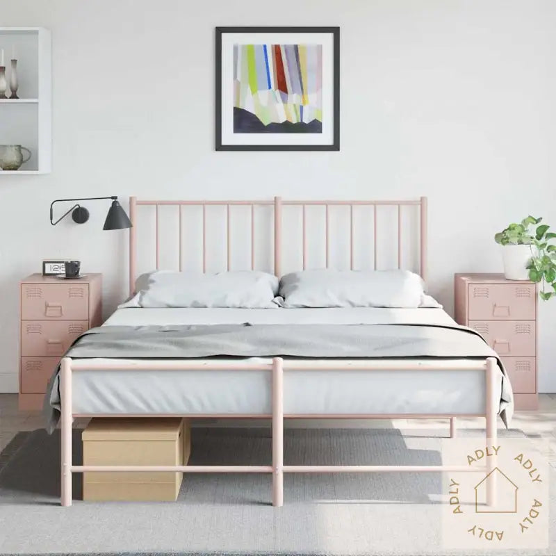 Nattbord 2 Stk Rosa 34,5X39X62 Cm Stål