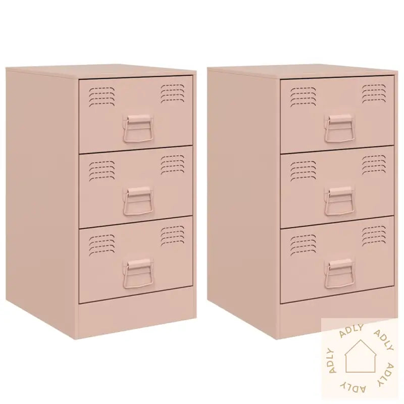 Nattbord 2 Stk Rosa 34,5X39X62 Cm Stål