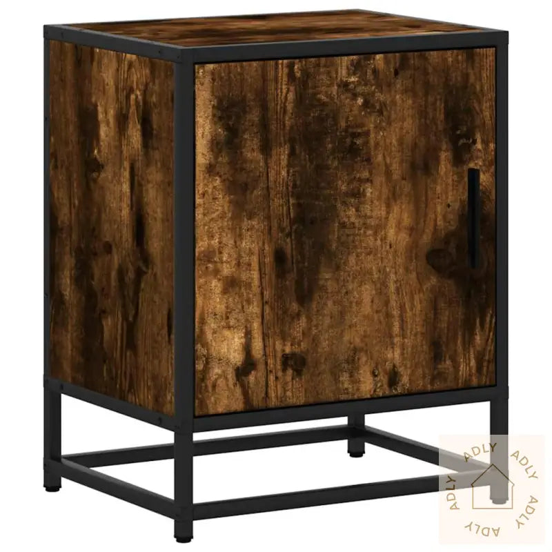 Nattbord Røkt Eik 40X31X50 Cm Konstruert Tre Og Metall