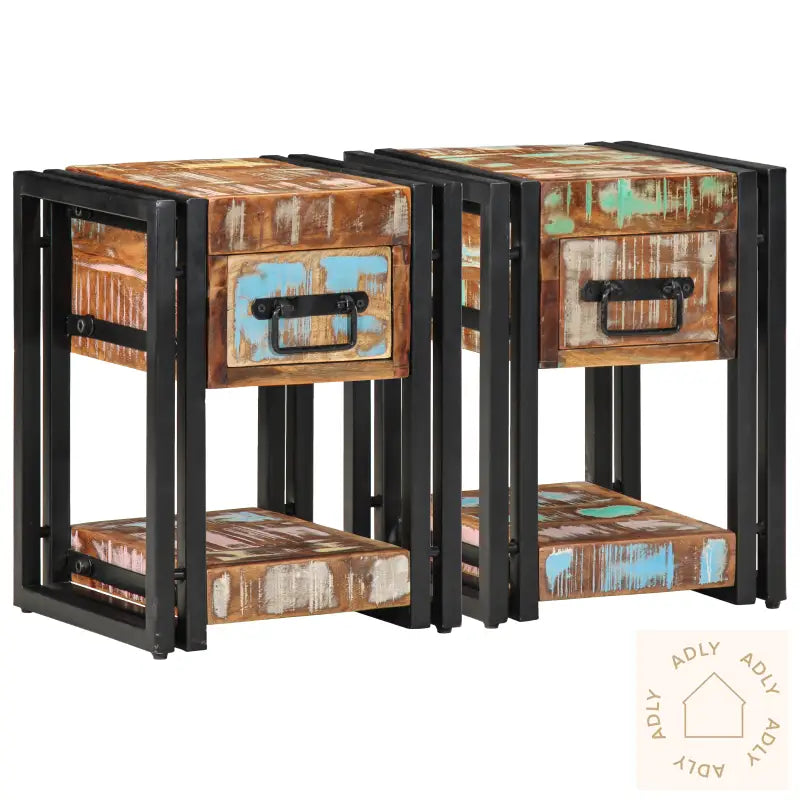 Nattbord 2 Stk 40X40X40 Cm Massivt Gjenvunnet Tre
