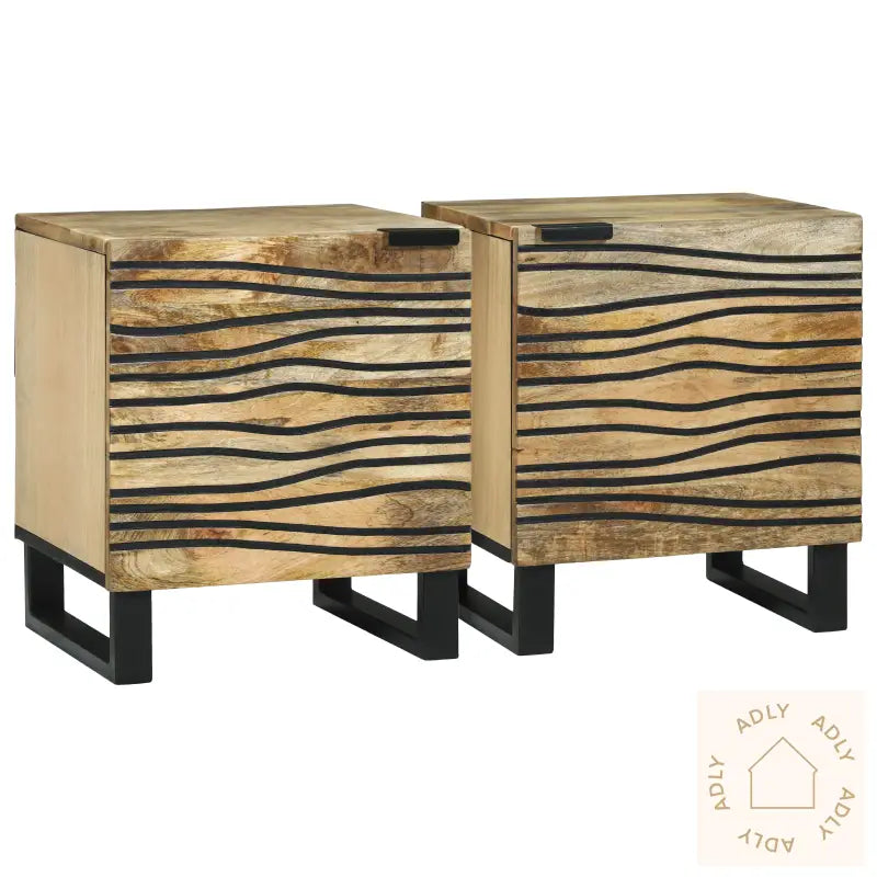 Nattbord 2 Stk 40X33.5X46 Cm Massivt Mangotre