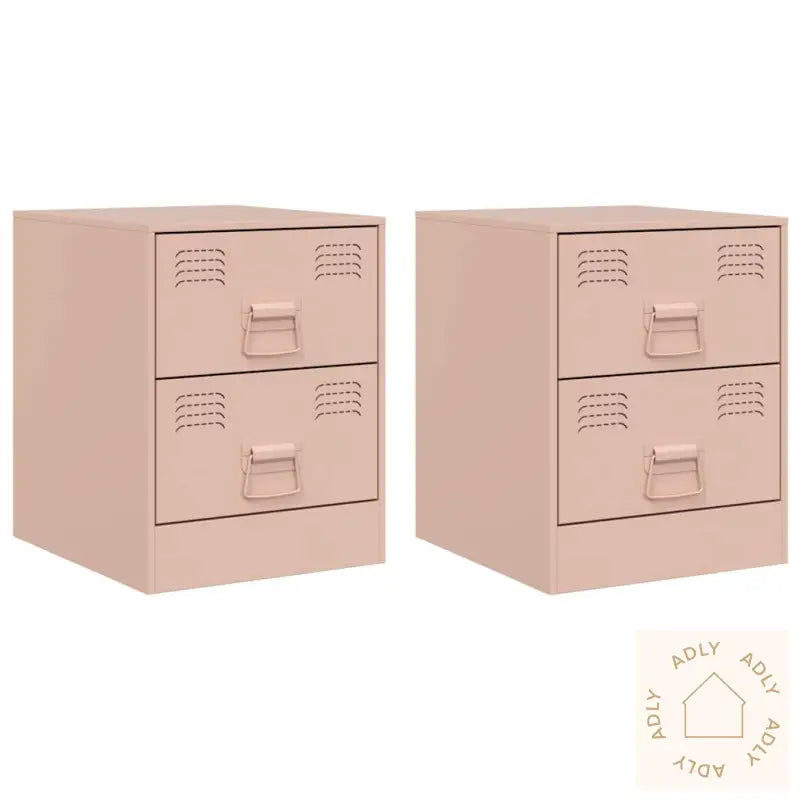 Nattbord 2 Stk Rosa 34,5X39X44 Cm Stål