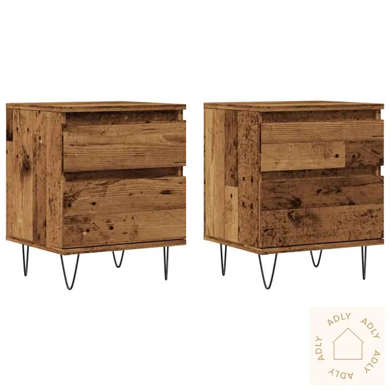 Nattbord 2 Stk Gammelt Tre 40X35X50 Cm Konstruert Tre