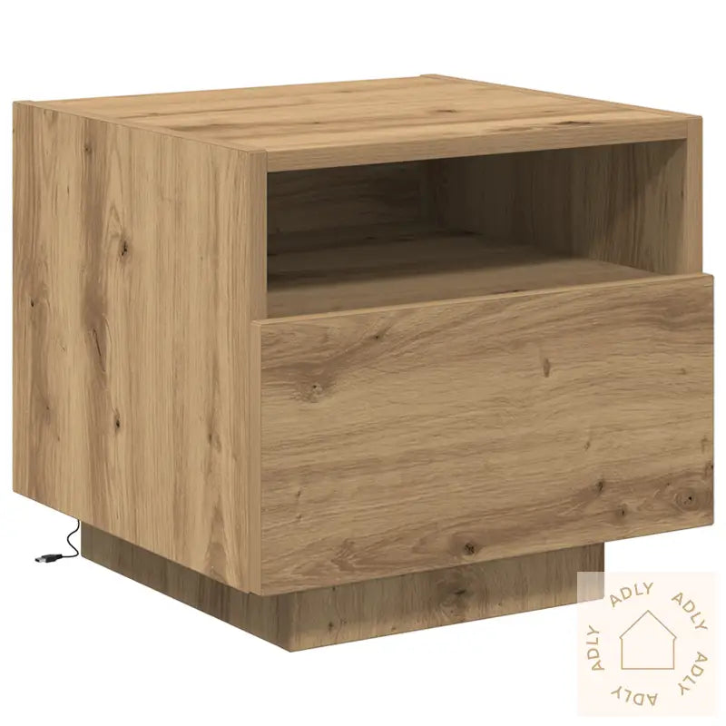 Nattbord Med Led-Lamper Artisan Eik 40X39X37 Cm