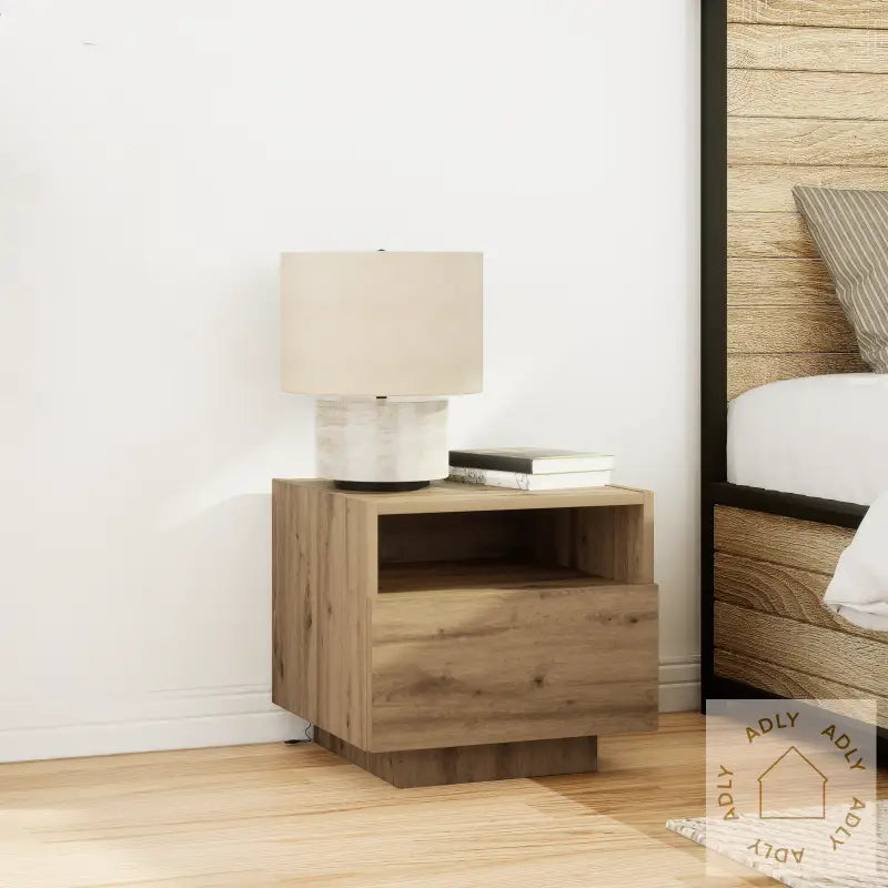 Nattbord Med Led-Lamper Artisan Eik 40X39X37 Cm
