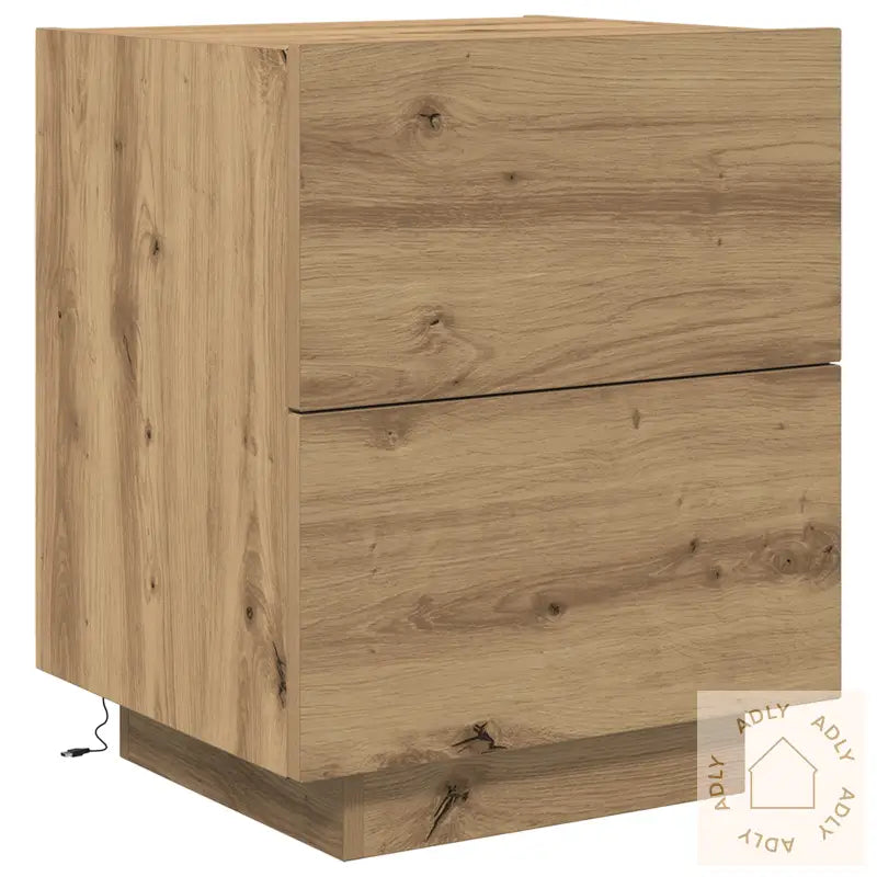 Nattbord Med Led-Lamper Artisan Eik 45X40X55 Cm