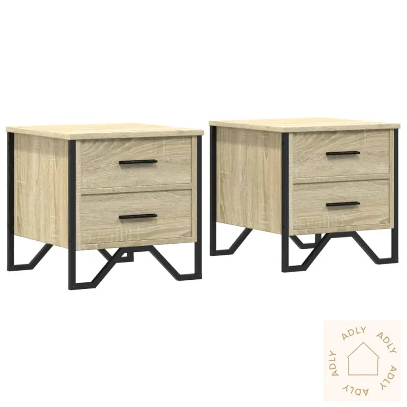 Nattbord 2 Stk Sonoma Eik 40X40X50 Cm Konstruert Tre
