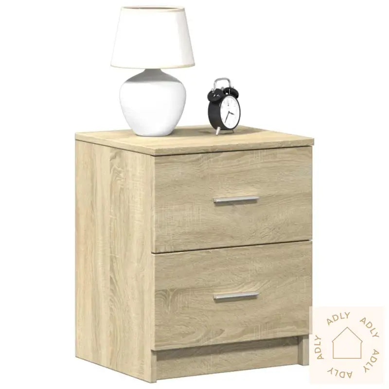 Nattbord 2 Stk Med 2 Skuffer Sonoma Eik 40X36X50 Cm