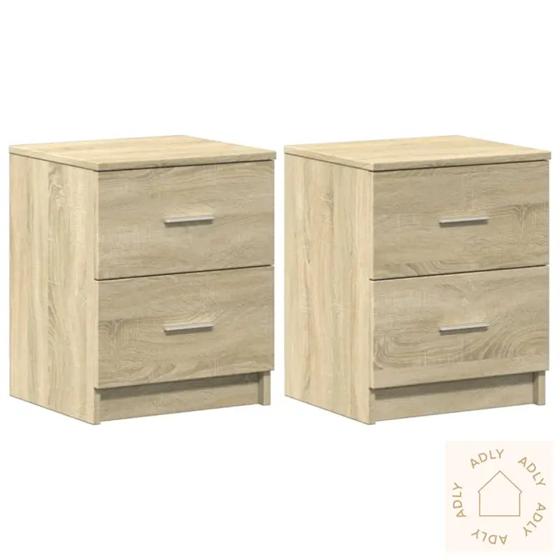 Nattbord 2 Stk Med 2 Skuffer Sonoma Eik 40X36X50 Cm